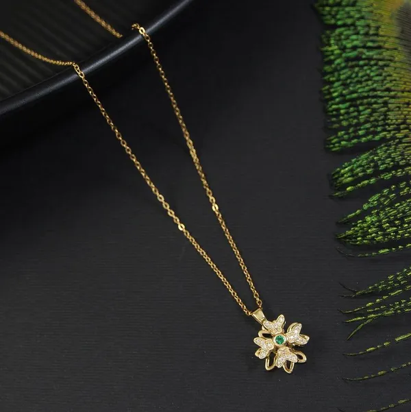 Stainless_Steel_Gold_Plated_Multi_Butterfly_Floral_Shaped_Sp_For_Women_&_Girls