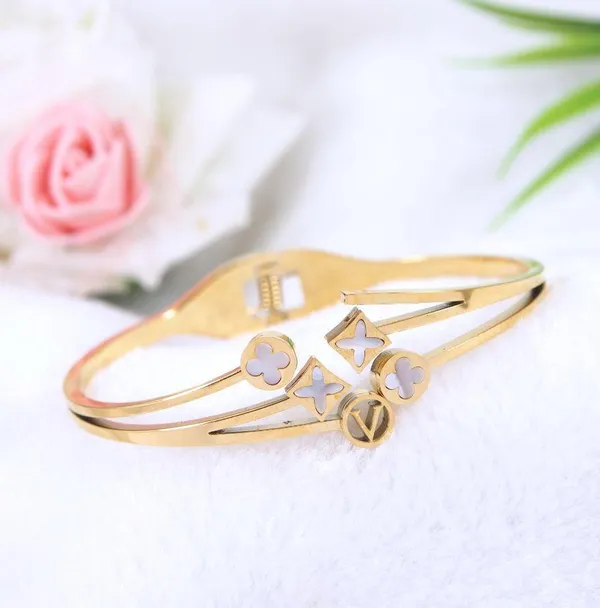 Stainless_Steel_Gold_Plated_Multi_Clover_Design_Fancy_Kada-_For_Women_&_Girls