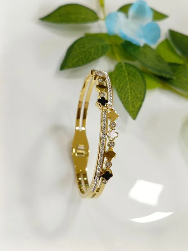 Stainless_Steel_Gold_Plated_Multi_Clover_Kada-_STKD_4254_For_Women_&_Girls