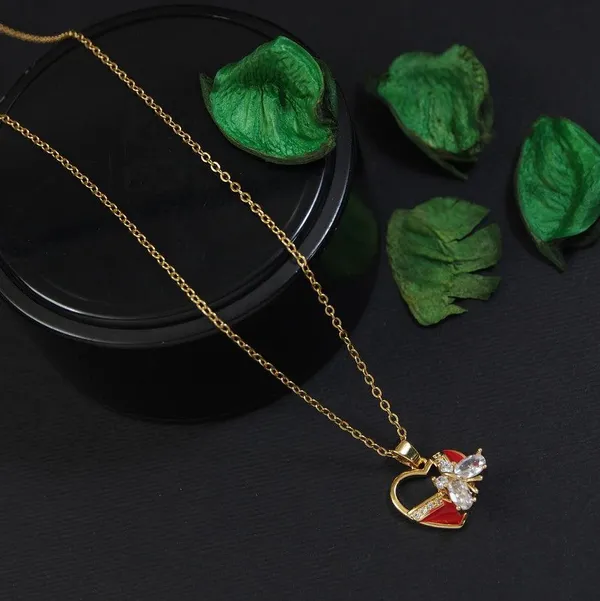 Stainless_Steel_Gold_Plated_Red_Coloured_Heart_Shaped_Butter_For_Women_&_Girls