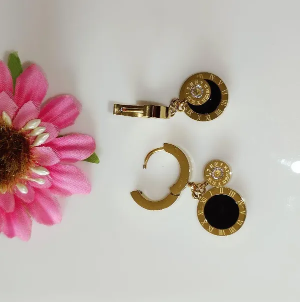 Stainless_Steel_Gold_Plated_Roman_Numerals_Earring-STNER_2562_For_Women_&_Girls