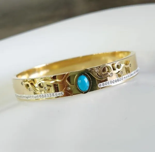 Stainless_Steel_Gold_Plated_Turquoise_Oval_Shaped_Kada-_STKD_For_Women_&_Girls