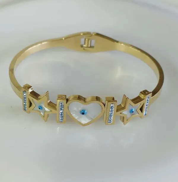 Stainless_Steel_Gold_Plated_White_Shell_Heart_and_Star_Shape_For_Women_&_Girls