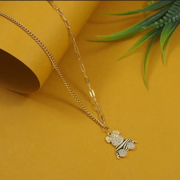 Stainless_Steel_Gold/Rosegold_Plated_Bear_Pendent_Necklace-_For_Women_&_Girls