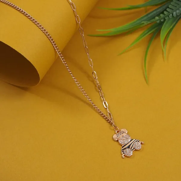 Stainless_Steel_Gold/Rosegold_Plated_Bear_Pendent_Necklace-_For_Women_&_Girls