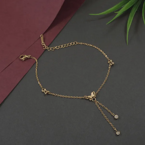 Stainless_Steel_Gold/Rosegold_Plated_Butterfly_Design_Bracel_For_Women_&_Girls