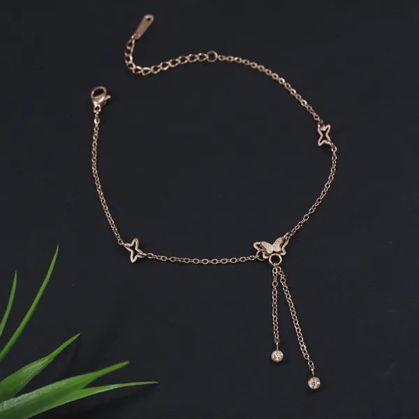 Stainless_Steel_Gold/Rosegold_Plated_Butterfly_Design_Bracel_For_Women_&_Girls