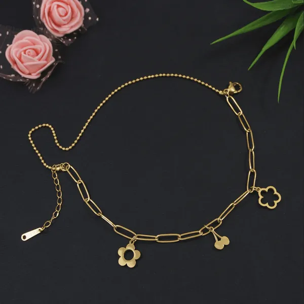 Stainless_Steel_Gold/Rosegold_Plated_Cherry_Floral_Bracelet-_For_Women_&_Girls
