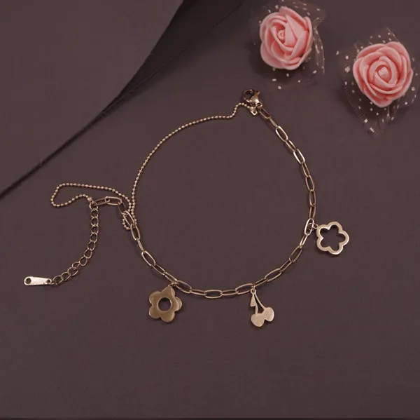 Stainless_Steel_Gold/Rosegold_Plated_Cherry_Floral_Bracelet-_For_Women_&_Girls