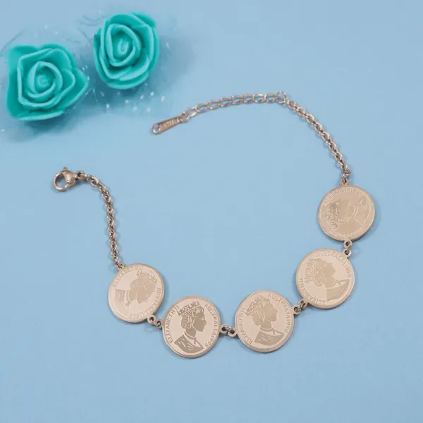 Stainless_Steel_Gold/Rosegold_Plated_Elizabeth_Coin_Bracelet_For_Women_&_Girls