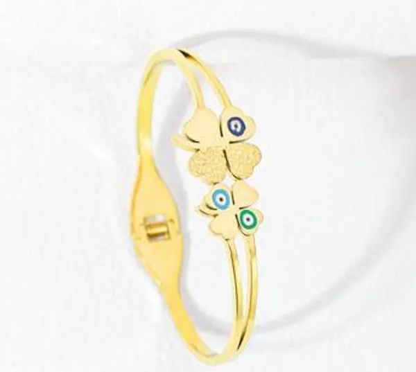 Stainless_Steel_Gold/Rosegold_Plated_Flower_Design_Evil_Eye_For_Women_&_Girls