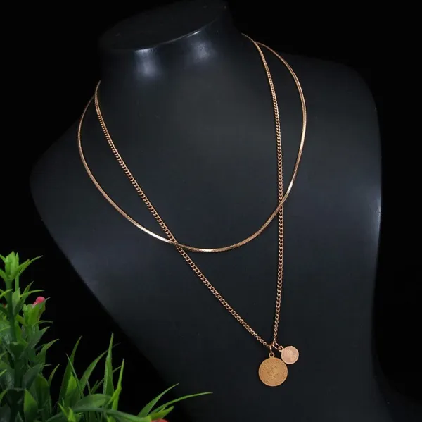 Stainless_Steel_Gold/Rosegold_Plated_Layered_Coin_Necklace-_For_Women_&_Girls