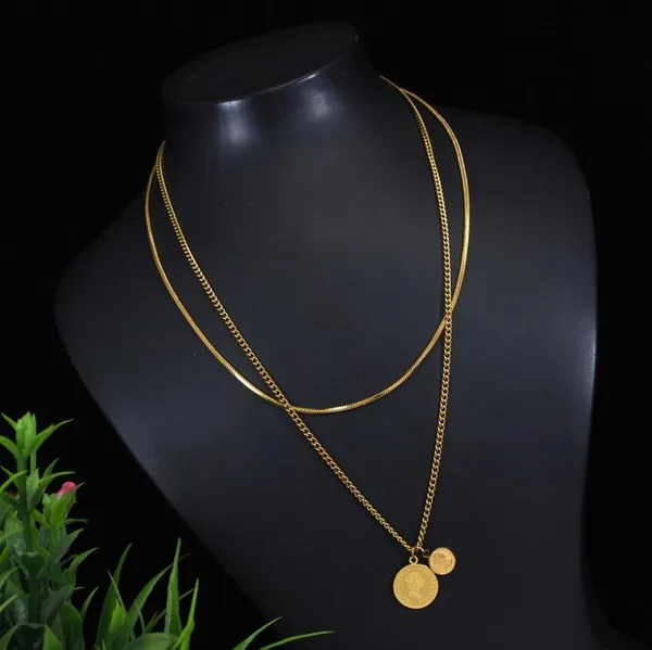 Stainless_Steel_Gold/Rosegold_Plated_Layered_Coin_Necklace-_For_Women_&_Girls