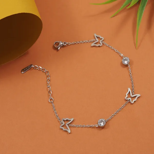 Stainless_Steel_Gold/Silver/Rosegold_Plated_Butterfly_Bracel_For_Women_&_Girls