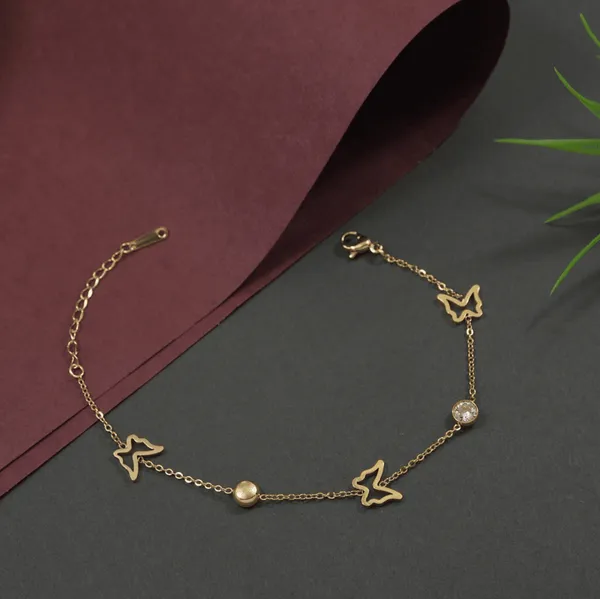 Stainless_Steel_Gold/Silver/Rosegold_Plated_Butterfly_Bracel_For_Women_&_Girls