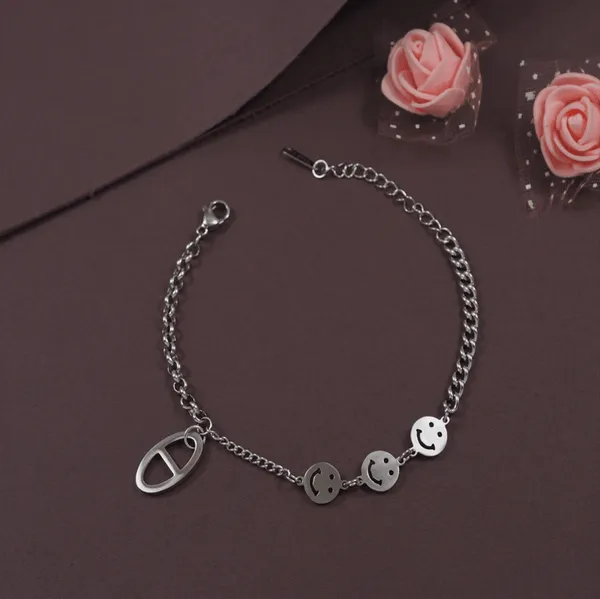 Stainless_Steel_Gold/Silver/Rosegold_Plated_Smiley_Charm_Bra_For_Women_&_Girls
