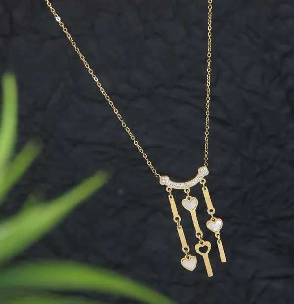 Stainless_Steel_Triple_Layer_Heart_Pendent_Necklace_-_STNK_5466_For_Women_&_Girls