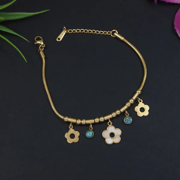 Stainless_Steel_Hanging_Flowers_Bracelet_For_Women_&_Girls