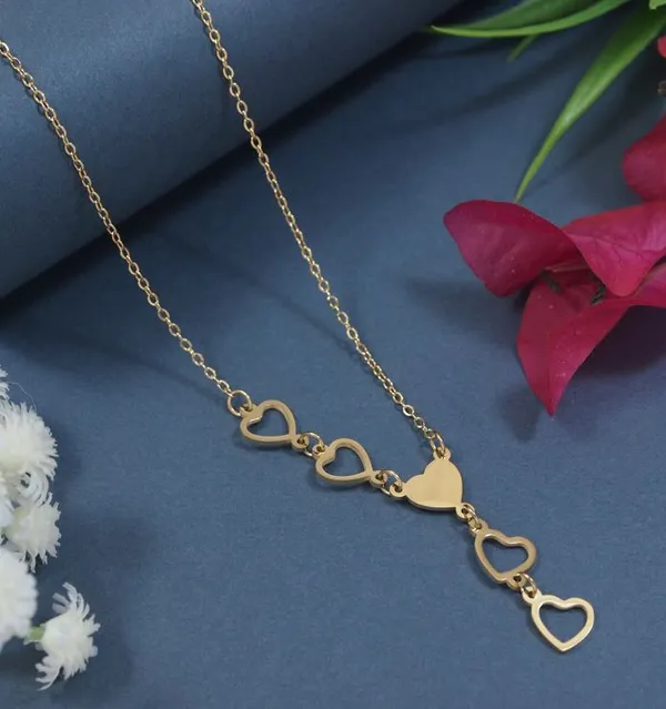 Stainless_Steel_Hanging_Heart_Pendent_Necklace_-_STNK_5483_For_Women_&_Girls