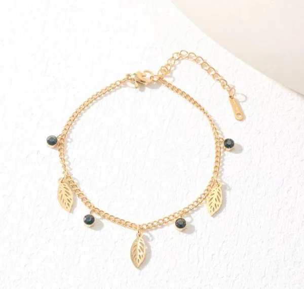 Stainless_Steel_Hanging_Leaf_Chain_Bracelet_-_STBR_5089_For_Women_&_Girls