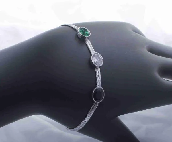 Stainless_Steel_Multi_Colour_Oval_Link_Bracelet-_STBR_5090_For_Women_&_Girls