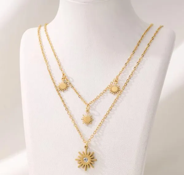 Stainless_Steel_Multi_Layer_Sunflower_Pendent_Necklace_-_STN_For_Women_&_Girls