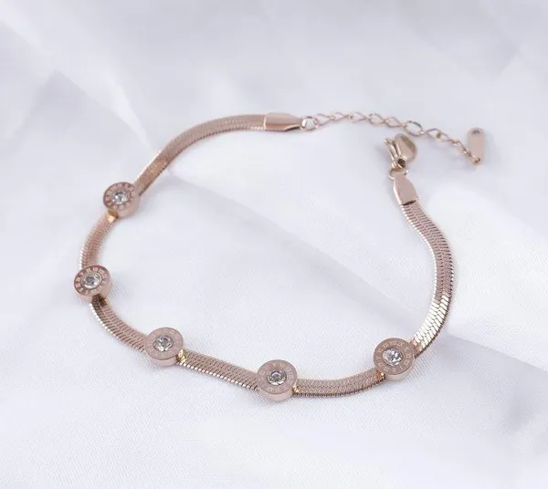 Stainless_steel_Roman_Number_Round_Link_Bracelet_-_STBR_5095_For_Women_&_Girls
