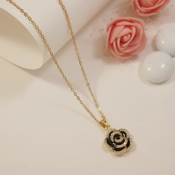 Stainless_Steel_Rose_Pendent_Chain_Necklace_-_STNK_4998_For_Women_&_Girls