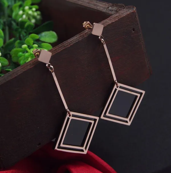 Stainless_Steel_Rosegold_Plated_Black_Square_Dangler_Earring-STNER_2836_For_Women_&_Girls