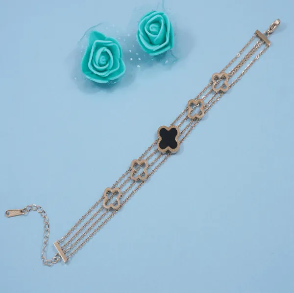 Stainless_Steel_Rosegold_Plated_Clover_Design_Bracelet-_STBR_For_Women_&_Girls