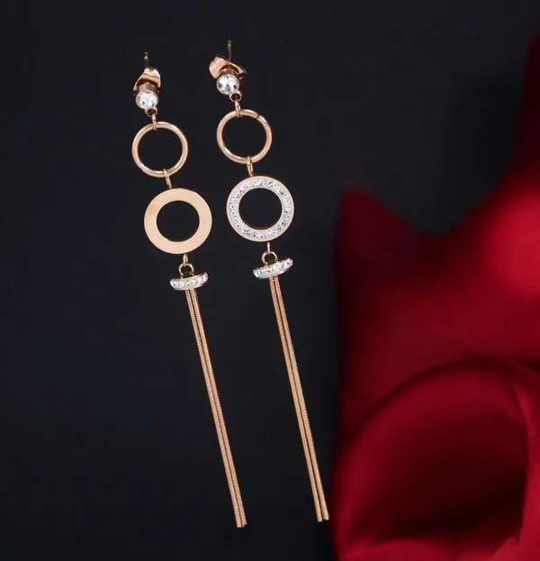 Stainless_Steel_Rosegold_Plated_Double_Ring_Chain_Earring-_STNER_2734_For_Women_&_Girls