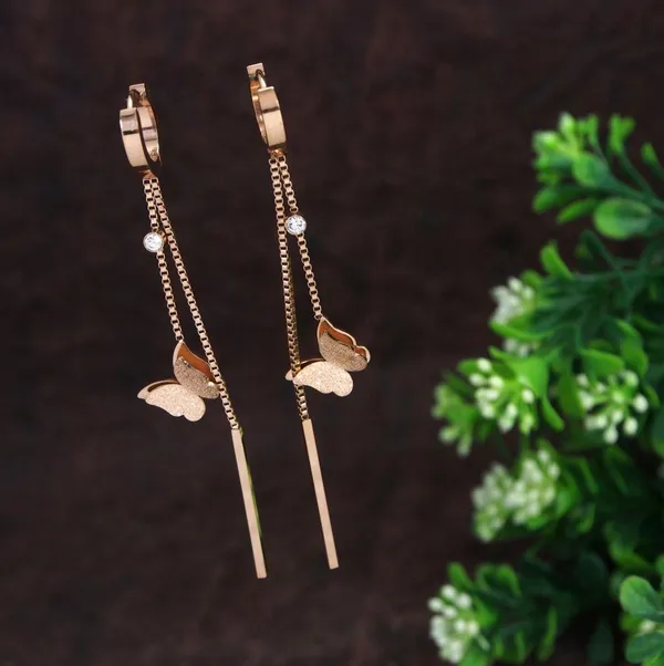 Stainless_Steel_Rosegold_Plated_Dual_Butterfly_Hoops_Chain_Earring-_STNER_2724_For_Women_&_Girls