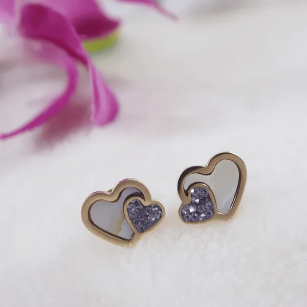 Stainless_Steel_Rosegold_Plated_Dual_Small_Heart_Stud_Earring-_STNER_3895_For_Women_&_Girls