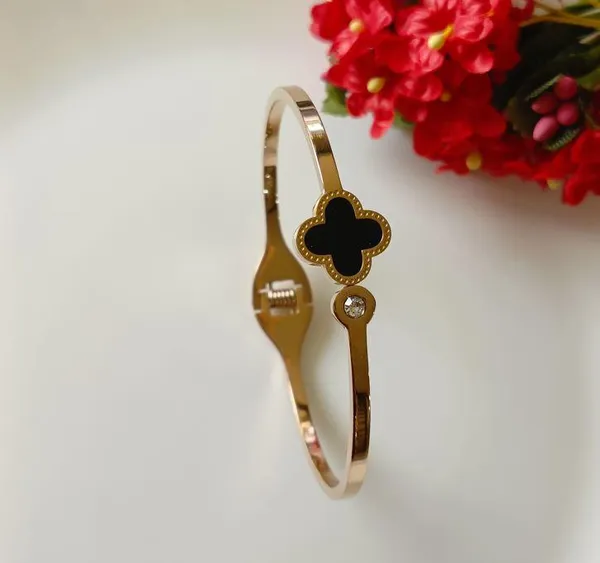 Stainless_Steel_Rosegold_Plated_Four_Leaf_Clover_Kada-_STKD_2667_For_Women_&_Girls