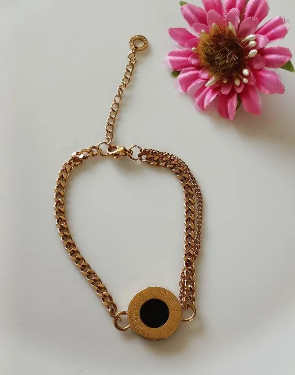 Stainless_Steel_Rosegold_Plated_Roman_Numerals_Chain_Bracele_For_Women_&_Girls
