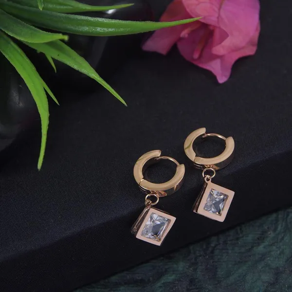 Stainless_Steel_Rosegold_Plated_Square_CZ_Hoops_Earring-STNER_2901_For_Women_&_Girls