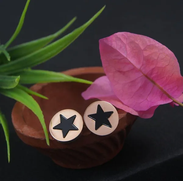 Stainless_Steel_Rosegold_Plated_Star_Designed_Round_Shape_Stud_Earring-STNER_2830_For_Women_&_Girls