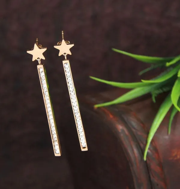 Stainless_Steel_Rosegold_Plated_Star_Shaped_Stick_Earring-_STNER_2714_For_Women_&_Girls