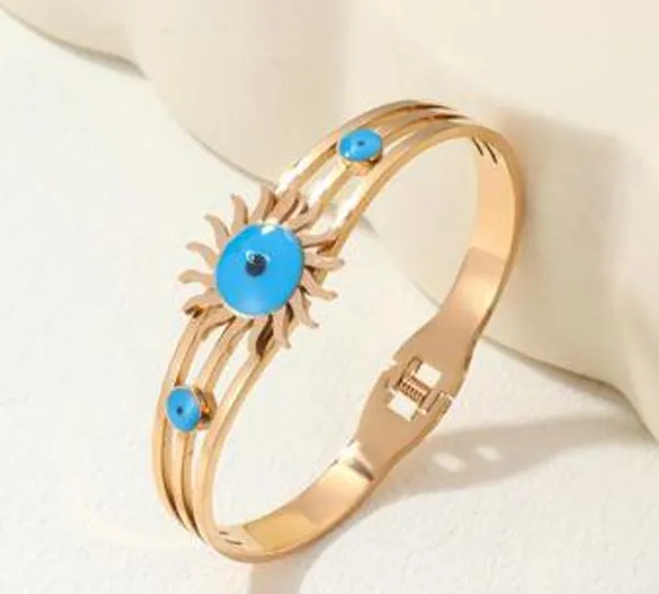 Stainless_Steel_Rosegold_Plated_Turquoise_Sun_Shaped_Kada_-_For_Women_&_Girls