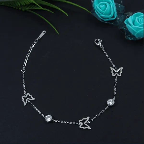 Stainless_Steel_Silver_Plated_Butterfly_Chain_Bracelet-_STBR_For_Women_&_Girls