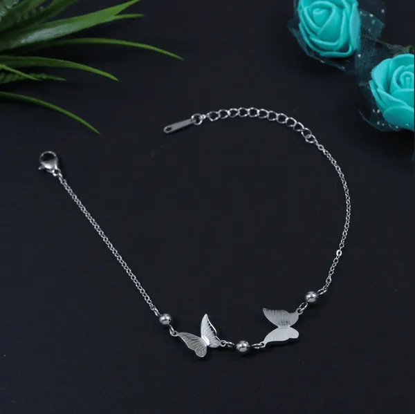 Stainless_Steel_Silver_Plated_Butterfly_Chain_Bracelet-_STBR_For_Women_&_Girls