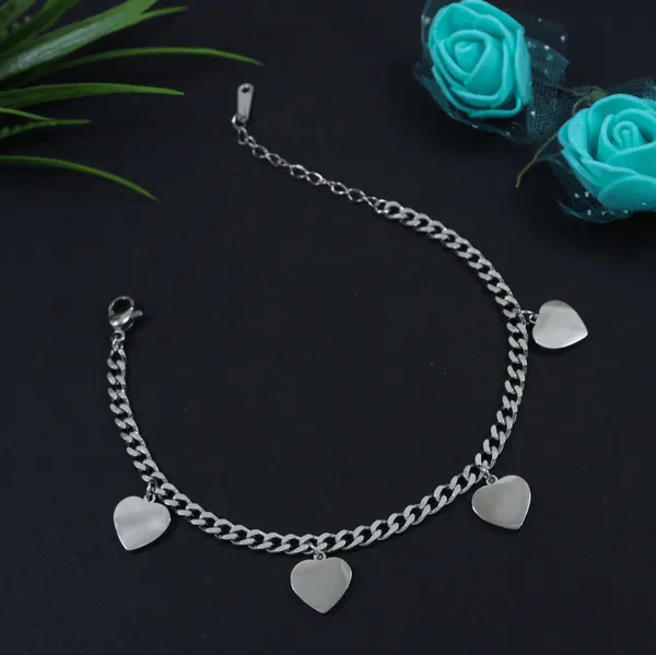Stainless_Steel_Silver_Plated_Heart_Shaped_Petals_Chain_Brac_For_Women_&_Girls