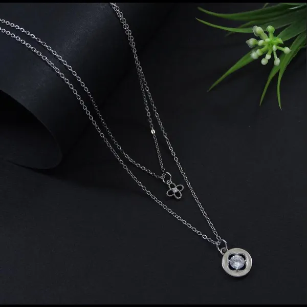 Stainless_Steel_Silver_Plated_Layered_Clover_Cubic_Zicron_Pe_For_Women_&_Girls