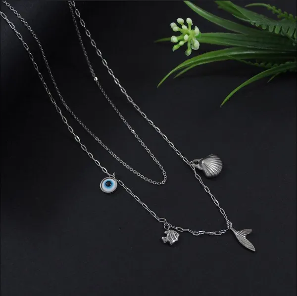 Stainless_Steel_Silver_Plated_Layered_Multi_Pendant_Chain_Ne_For_Women_&_Girls