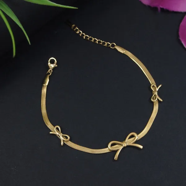 Stainless_Steel_Snake_Chain_Bow_Bracelet_For_Women_&_Girls