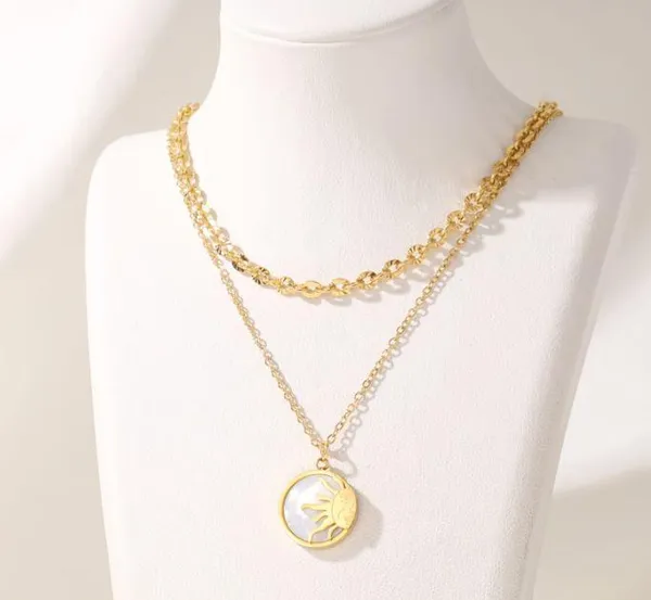 Stainless_Steel_Vintage_Sun_White_Shell_Pendent_Necklace_-_S_For_Women_&_Girls
