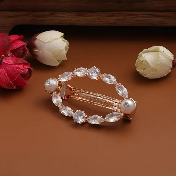 Women_Rose_Gold_White_Stone_Detailed_French_Barrette_For_Women_&_Girls