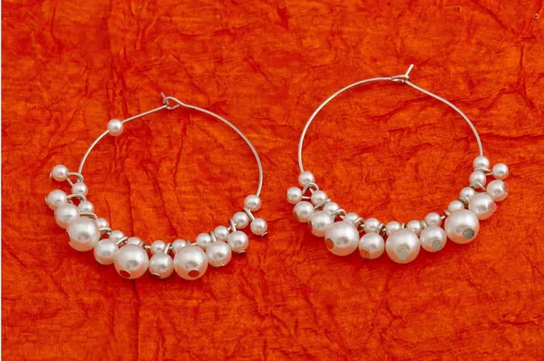 Silver_Plated_Circular_Shaped_Pearl_Charms_Hoops_Earring_For_Women_&_Girls