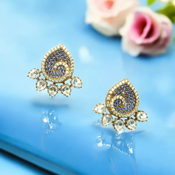 Teardrop_Shaped_Pink_and_Crystal_Stud_Earrings_For_Women_&_Girls