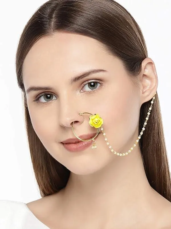 Gold-Toned_Enamelled_Chained_Nose_Ring_For_Women_&_Girls